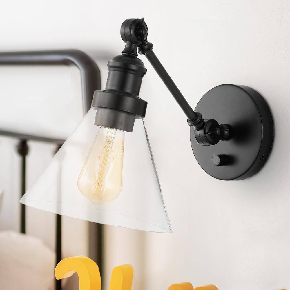 Bronze Cone Glass Shade Dimmable LED Wall Sconce (Set of 2)