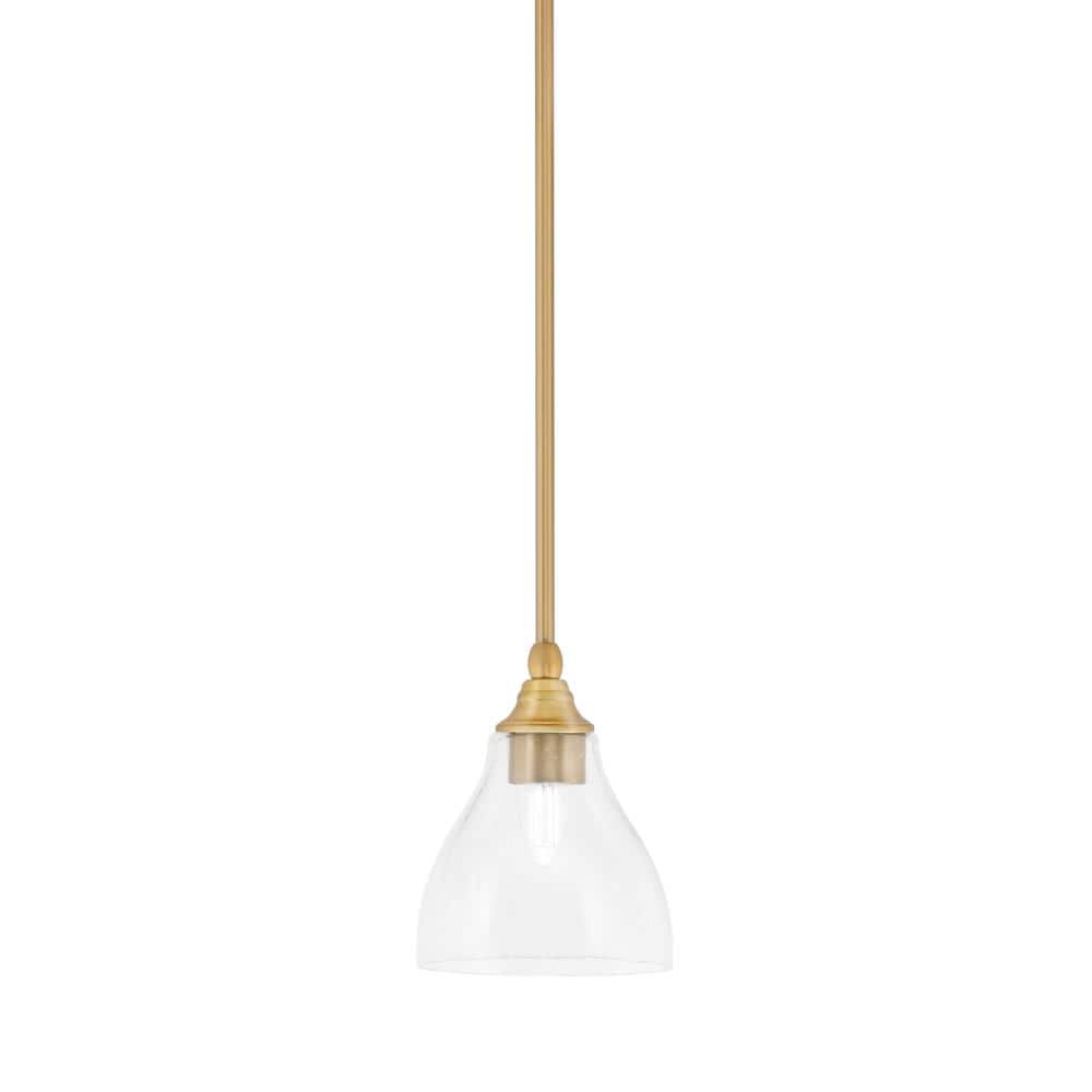 Sparta 100-Watt 1-Light New Age Brass Shaded Pendant Light Mini Pendant wit