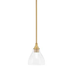 Sparta 100-Watt 1-Light New Age Brass Shaded Pendant Light Mini Pendant with Clear Bubble Glass and No Bulb Included