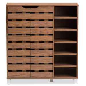 386 in. H x 34.16 in. W Brown Faux wood Shoe Storage Cabinet