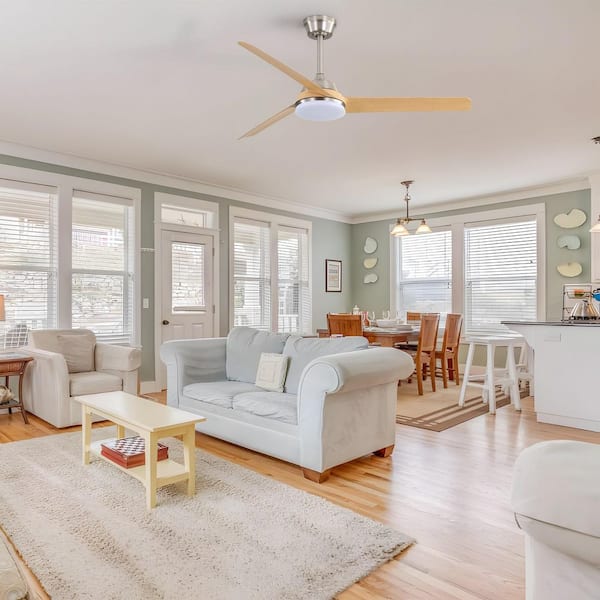 Byteany 52 in. Indoor Nickel Ceiling Fan with Light, Dimmable, Quiet Reversible DC Motor, 3 ABS Blades and Remote