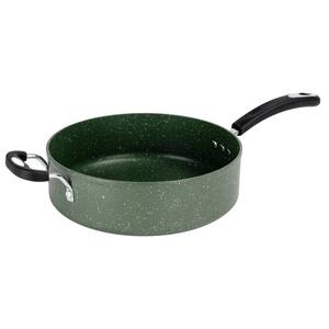 All-In-1 Stone 5.3 qt. Aluminum Ceramic Nonstick Saucepan in Chive Green with Glass Lid
