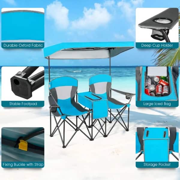 Alpulon Portable Folding Camping Canopy Chairs with Cup Holder
