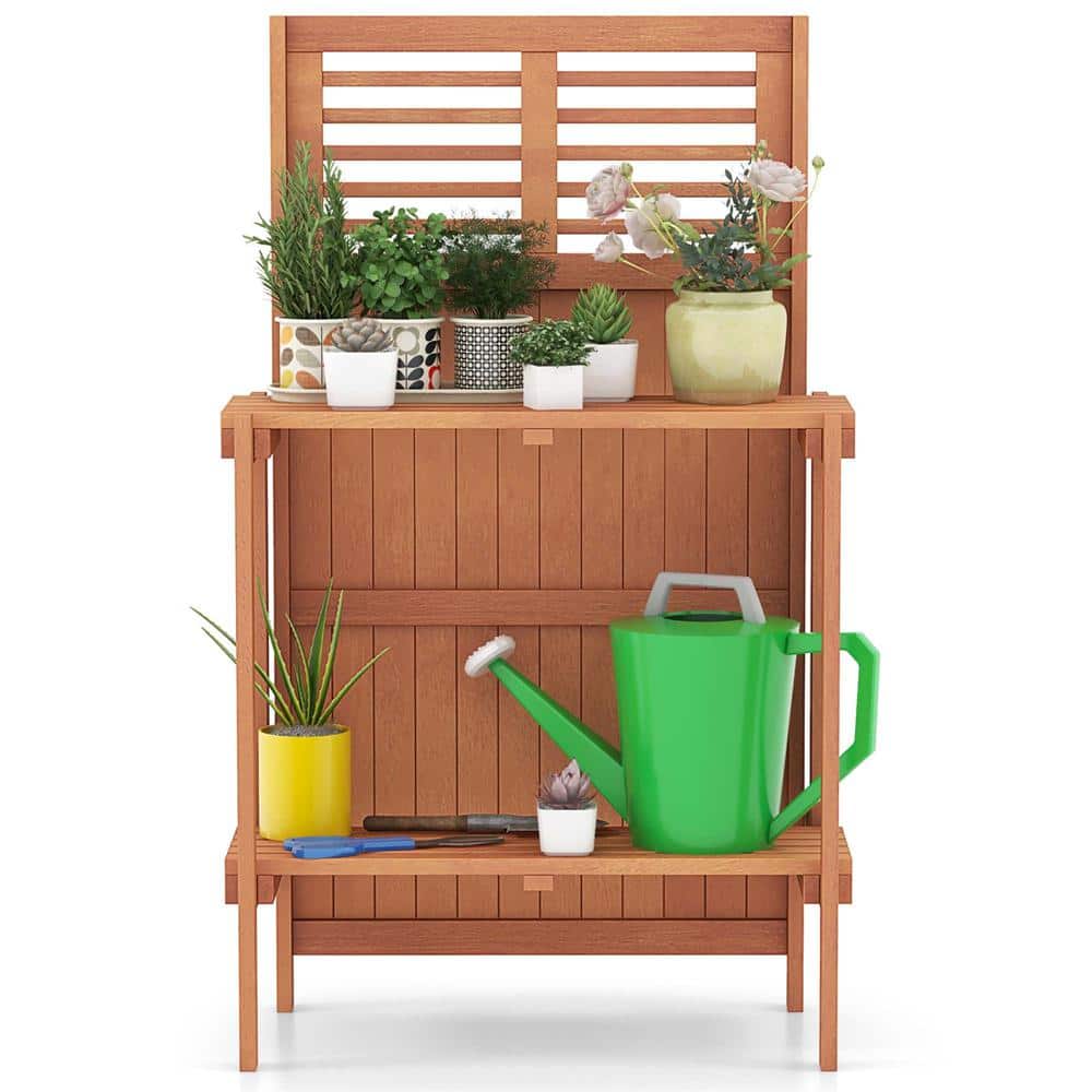 Costway 26.5 in. W x 44 in. H Natural Wood Potting Bench