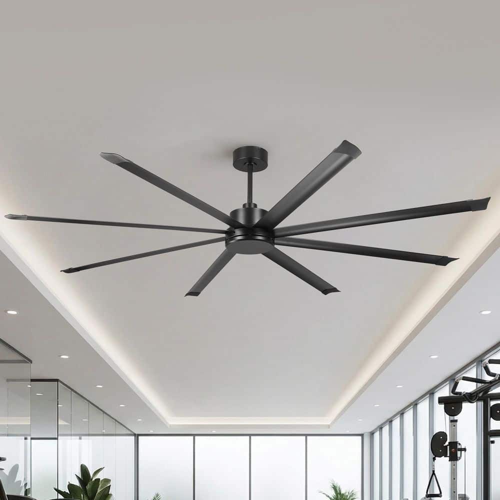 "Industrial 100"" (8 ft. ) Indoor Black Ceiling Fan without Light, Included Downrod, Aluminum Blade, and Remote Control" price history on PriceWatchPro