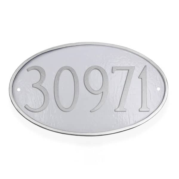 Classic Oval Small Address Sign Plaque - White/Silver