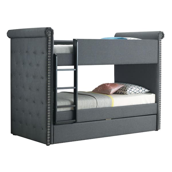 Acme Furniture Romana II Gray Fabric Twin/Twin Bunk Bed and