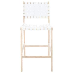 Adah 27.16 in. White/Natural Wood Frame Counter Stool