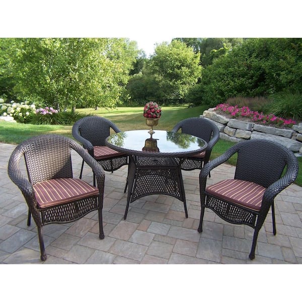 Oakland Living Elite Resin Wicker 5 piece Patio Dining Set with Cushions