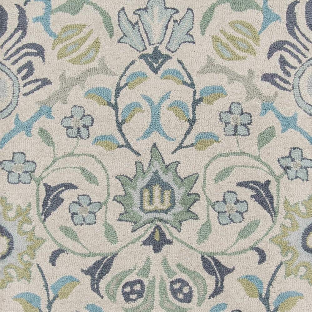 Blue Floral Hand-Tufted Wool Runner Rug, 2'3" x 8'