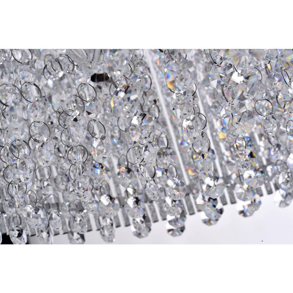 Chrome and Crystal Drum Shade Chandelier with Hanging Crystals