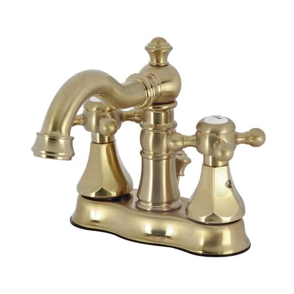 Kingston Brass Metropolitan 4 in. Centerset 2-Handle Bathroom Faucet with Pop-Up Drain in Brushed Brass