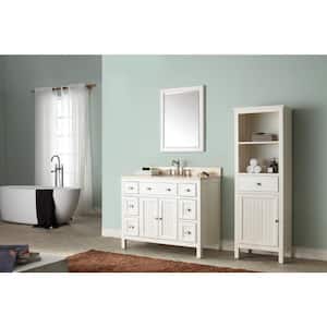 Hamilton 43 in. W x 22 in. D Bath Vanity in French White with Marble Vanity Top in Crema Marfil with White Basin