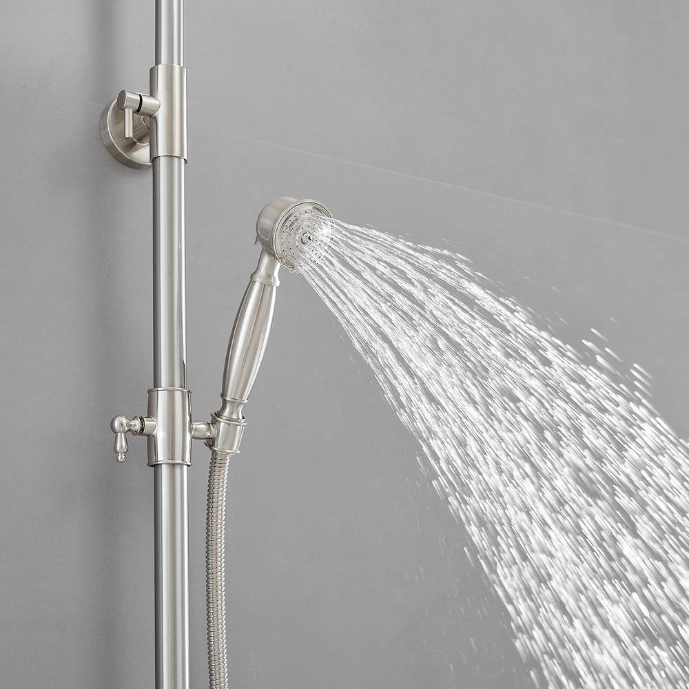Adjustable Nickel Dual Head Rain Shower System with Handheld