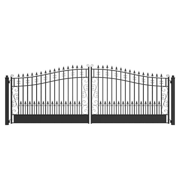 ALEKO Venice Style 18 ft. x 6 ft. Black Steel Dual Driveway Fence Gate