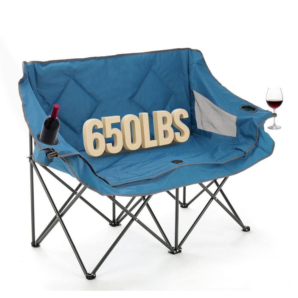Portable Folding Double Duo Camping Chair Loveseat Padded Seats and Armrests, Supports up to 500 lbs. Blue price history on PriceWatchPro
