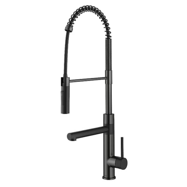KRAUS Artec Pro Pull-Down Single Handle Kitchen Faucet with Pot Filler in Matte Black / Spot Free Black Stainless Steel