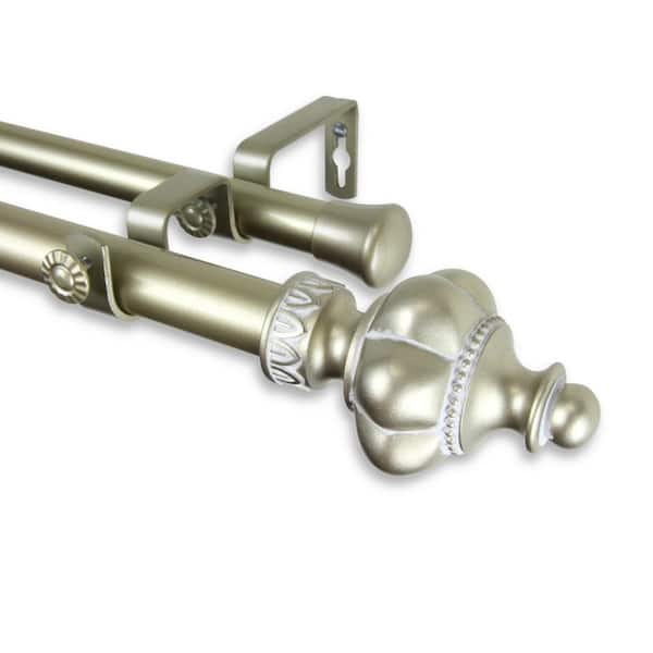 Rod Desyne Terra 160 in. - 240 in. Adjustable 1 in. Dia Double Curtain Rod in Light Gold