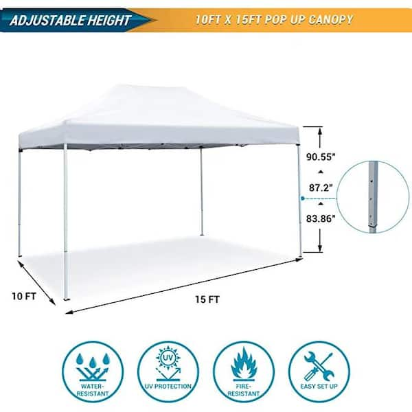 LAUREL CANYON 10 ft. x 10 ft. White Commercial Pop Up Canopy Tent  Waterproof & UV Protection HD-LC-10SDWHI - The Home Depot