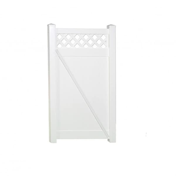 Weatherables Ashton 5.2 ft. W x 6 ft. H White Vinyl Privacy Fence Gate Kit Includes Gate Hardware