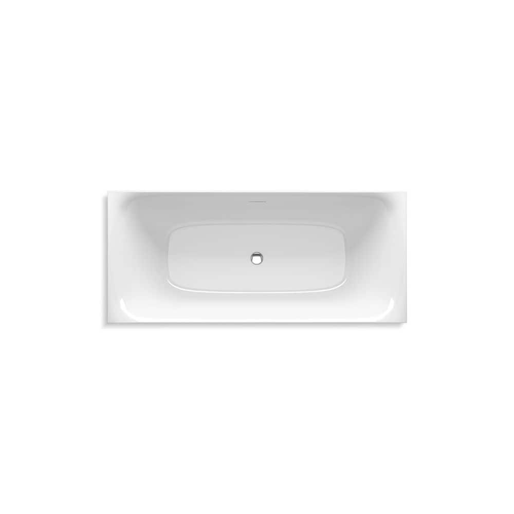 67'' Non-Slip White Freestanding Acrylic Soaking Bathtub