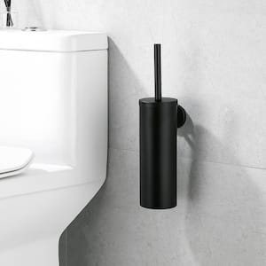 10 in. Wall-Mounted Toilet Brush and Holder Freestanding Toilet brush holder in Matte Black