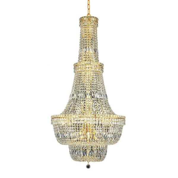 Elegant Lighting 34-Light Gold Chandelier with Clear Crystal