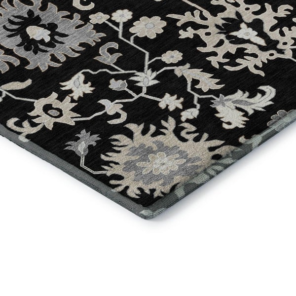 Mayfield Premium Machine Washable Abstract AMF1854 Black 5 ft. x 7 ft. 6 in. Area Rug