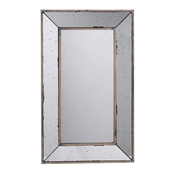 CONGE IMPORT LLC Silver 16.5 in. W x 24 in. H Bedroom Rectangle Wood Frame Mirror Traditional Decorative Vintage Elegant Artistic Extured
