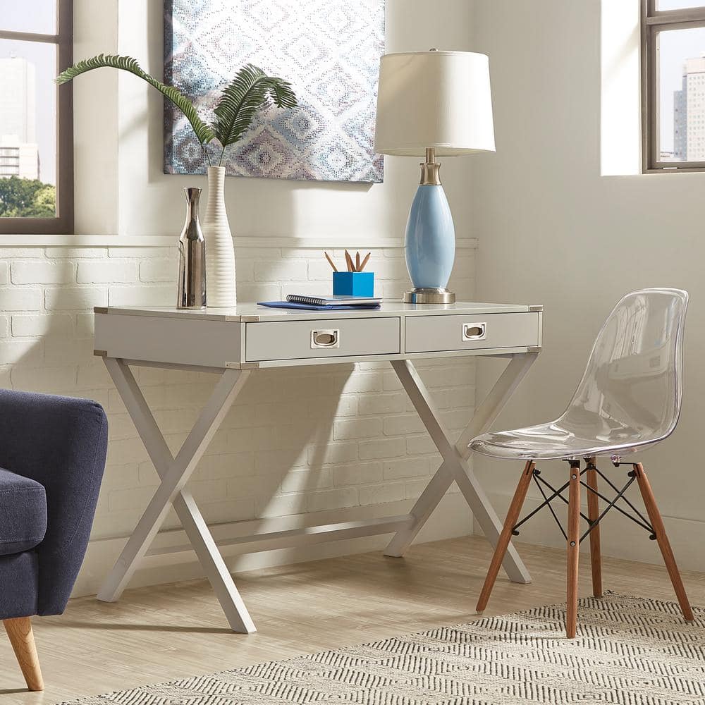 42 in. Silver Birch X Base Wood Writing Desk
