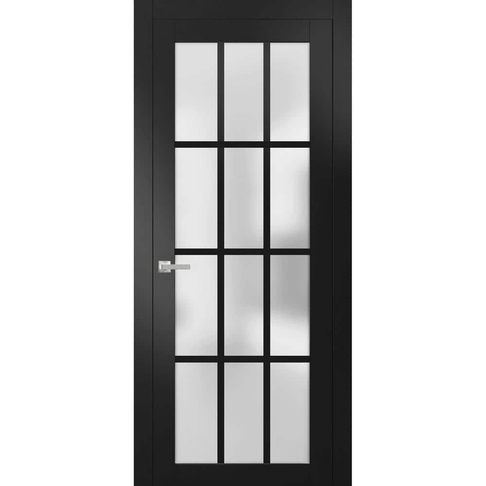 28 in. x 84 in. 1 Panel Black Matte Finished Solid Wood Sliding Door with Hardware price history on PriceWatchPro