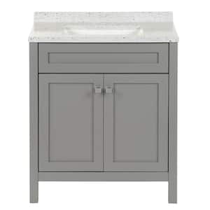 Maywell 31 in. W x 19 in. D x 38 in. H Single Sink  Bath Vanity in Sterling Gray with Silver Ash Solid Surface Top