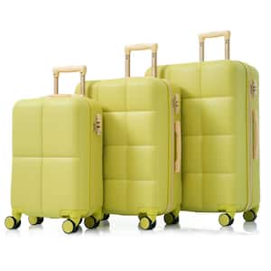 20 in. 24 in. 28 in. 3-Piece Olive Yellow Hardside Spinner Luggage Set with Lock and Cup Holder