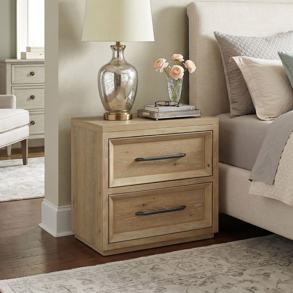 Orley Natural 2-Drawer 26 in. Nightstand with USB Ports price history on PriceWatchPro