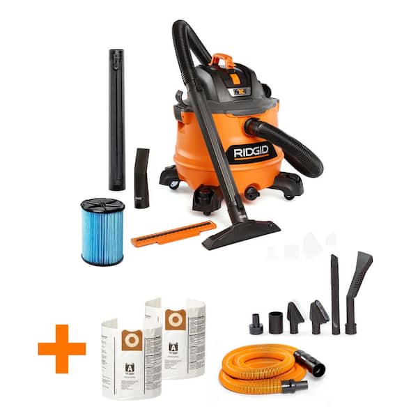 14 Gal. 6.0 Peak HP NXT Shop Vacuum Wet Dry Vac with Fine Dust Filter, Dust Bags, Accessories, Car Cleaning Kit HD1401A