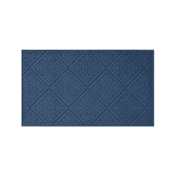 Laura Ashley Austell Solid Dusty Navy 2 ft. x 4 ft. Geometric Area Rug