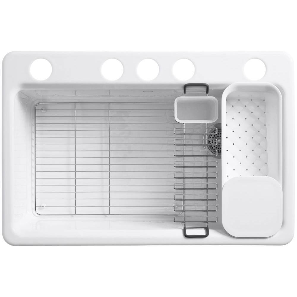Thunder Grey Cast Iron Drop-In Single Bowl Kitchen Sink