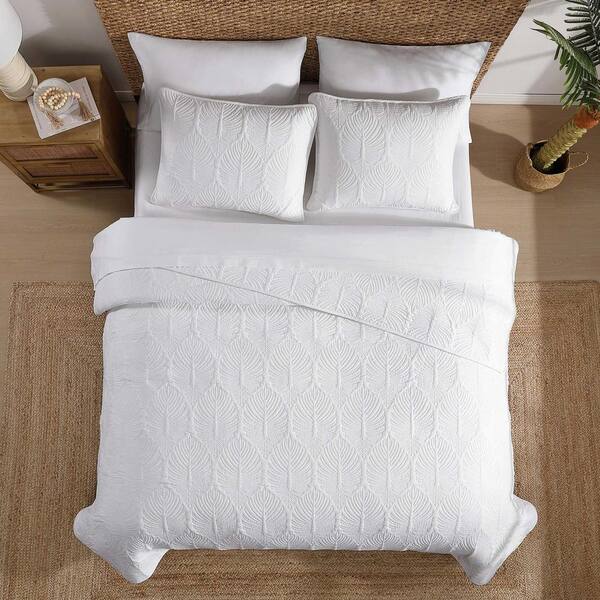 Tommy Bahama Line Palm 2-Piece White Twin Cotton Quilt Set