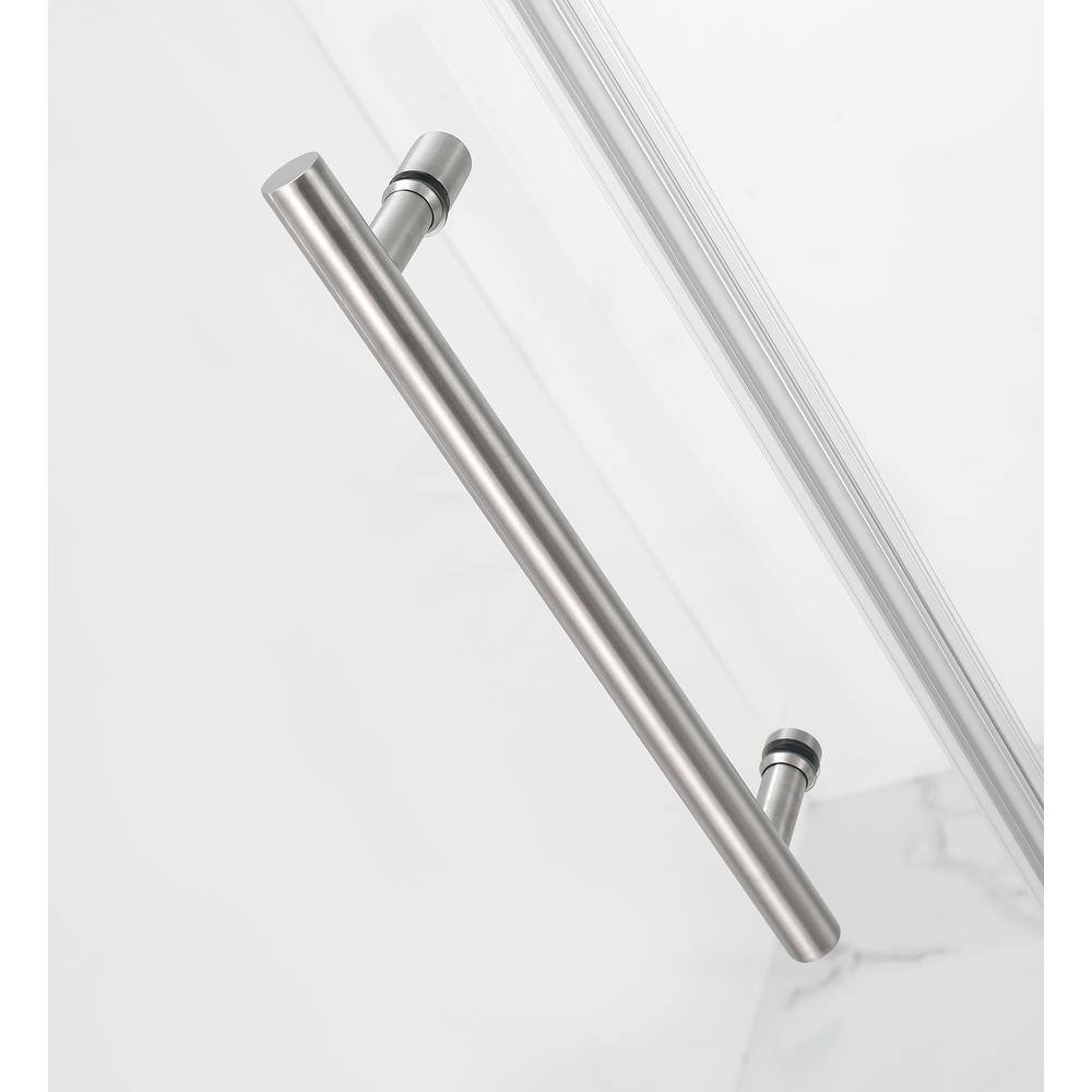 Belmore 72" Frameless Hinged Shower Door in Clear Glass and Stainless Steel
