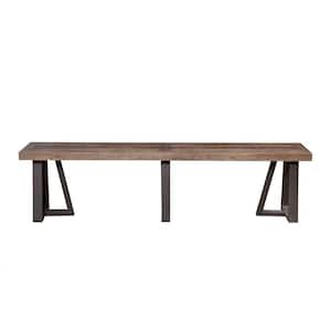 18 in. Brown Wood and Metal Dining Bench
