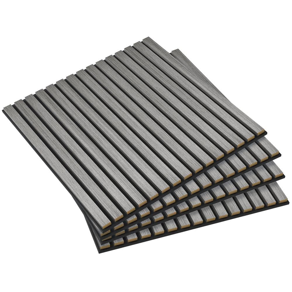 4-Pack Gray 24 in. x 24 in. Faux Wood Sound Absorbing Acoustic Wall Panels 