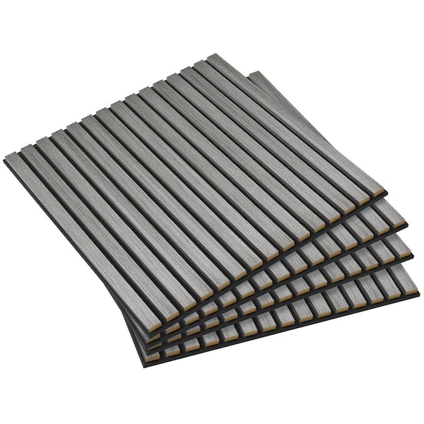 Unbranded 4-Pack Gray 24 in. x 24 in. Faux Wood Sound Absorbing Acoustic Wall Panels for Interior Wall Decor, Ceiling