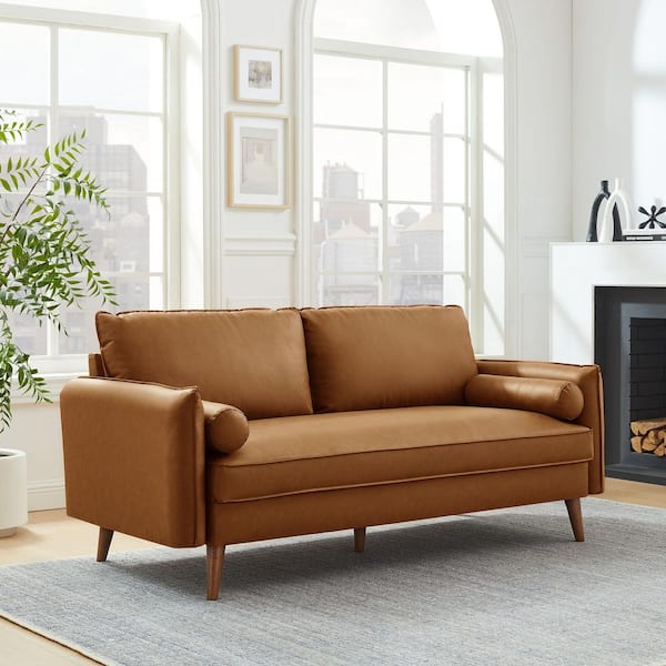 EEI-6975 Revive 72 in. Square Arm Rectangle Faux Leather Sofa in