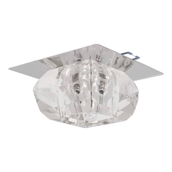 OUKANING 3.93 in. 1-Light Silver Modern Crystal Semi-Flush Mount Ceiling Light with Clear Glass Shade for Hallway Home Decor
