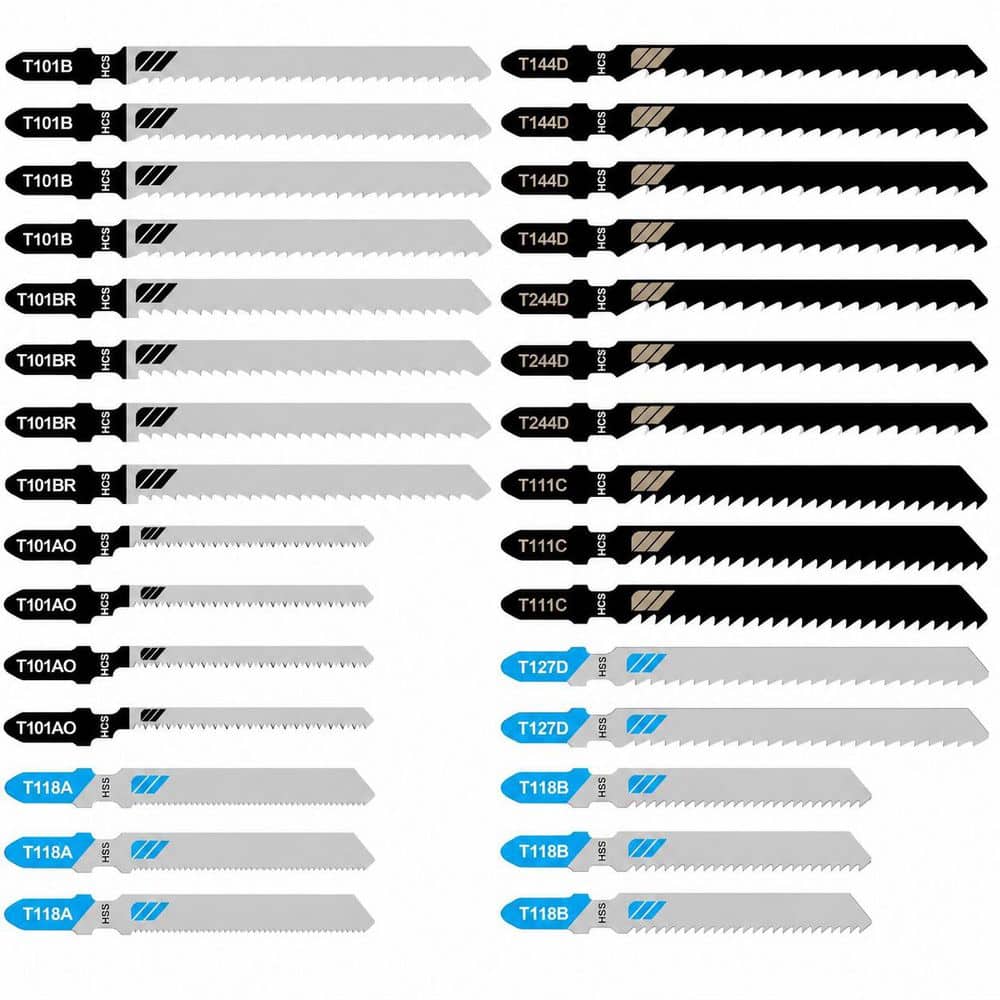 Assorted HCS HSS Jigsaw Blades Set with T-Shank for Wood Metal Plastic Cutting for Jigsaws (30pcs-Pack) price history on PriceWatchPro