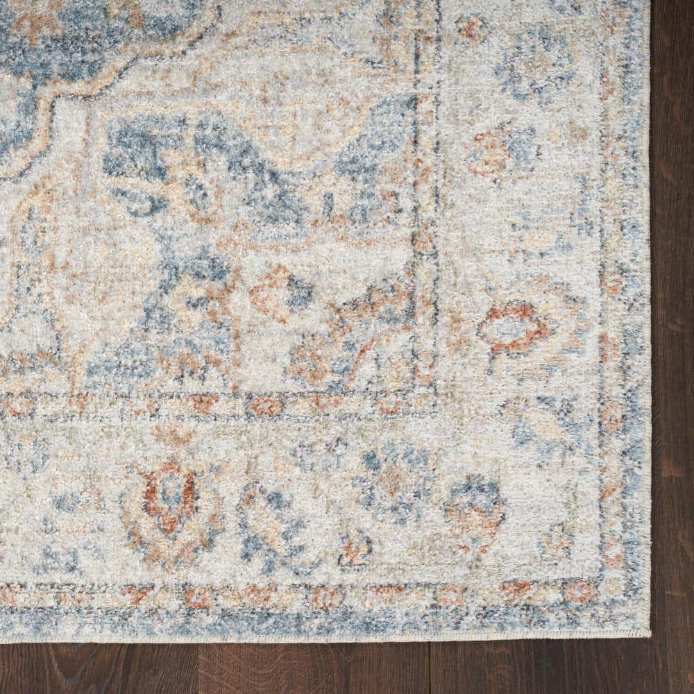 Denim Multi Floral Synthetic 8' x 10' Reversible Area Rug