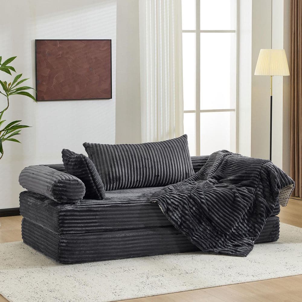 75.98 in. Corduroy Dark Gray King Size Sofa Bed price history on PriceWatchPro