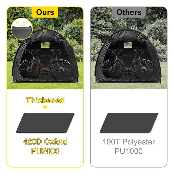 Lawn Mower and Garden Tools VEVOR Bike Cover Storage Tent Black Heavy Duty for Bikes 420D Oxford Portable for 2 Bikes Outdoor Waterproof Anti-Dust Bicycle Storage Shed w/ Carry Bag and Pegs 