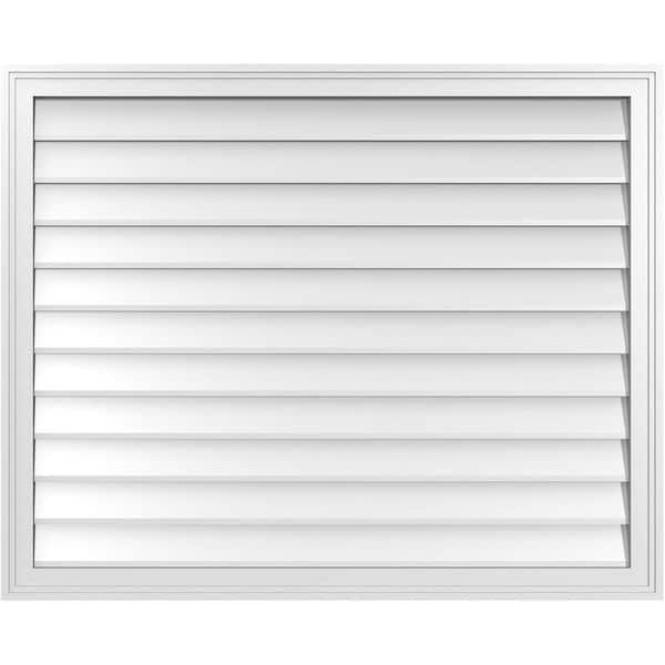 Ekena Millwork 42 in. x 34 in. Vertical Surface Mount PVC Gable Vent: Decorative with Brickmould Frame