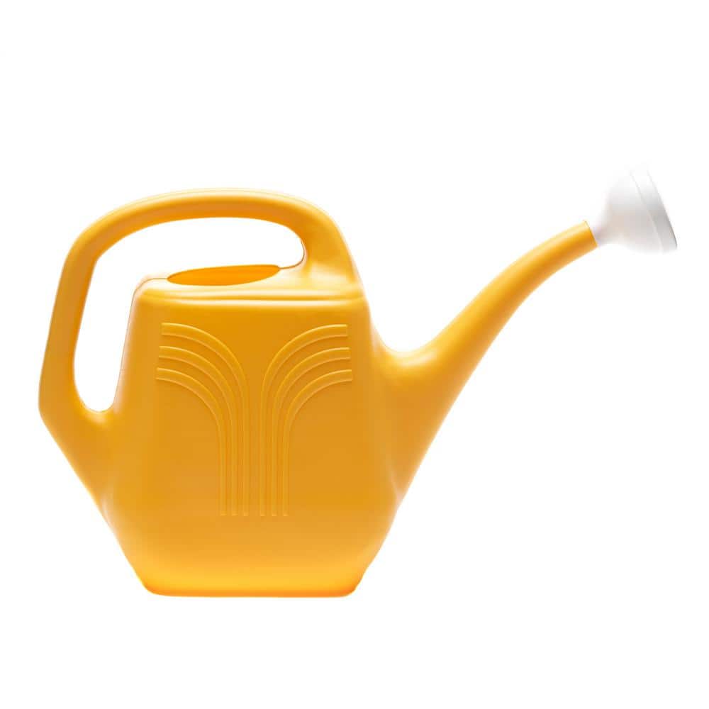 Earthy Yellow 2-Gallon Plastic Watering Can with Removable Nozzle